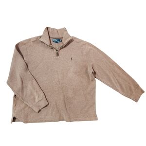 Polo Ralph Lauren Polo Sweater Mens XL 100% Cotton Beige Brown Pony Pullover